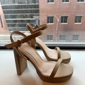 NWT Nasty Gal Faux Leather Platform Strappy Block Heels